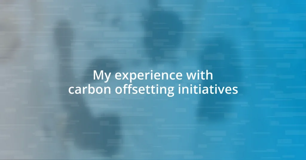 My experience with carbon offsetting initiatives