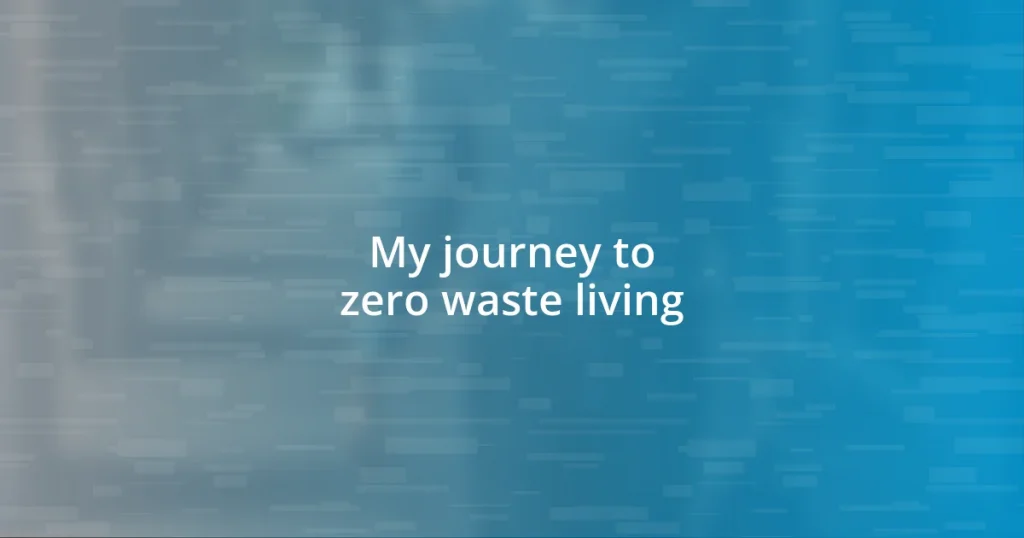 My journey to zero waste living