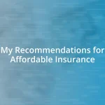 My Recommendations for Affordable Insurance