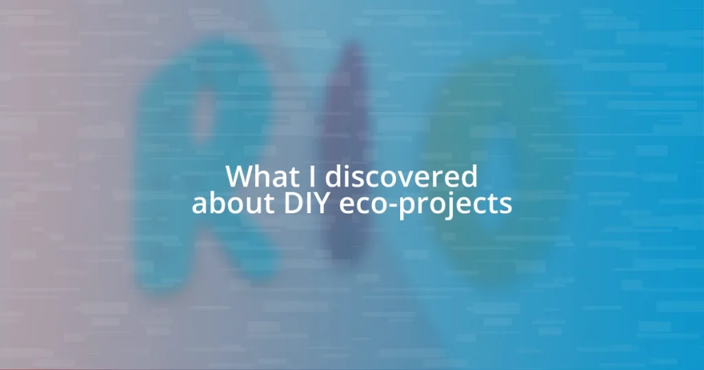 What I discovered about DIY eco-projects