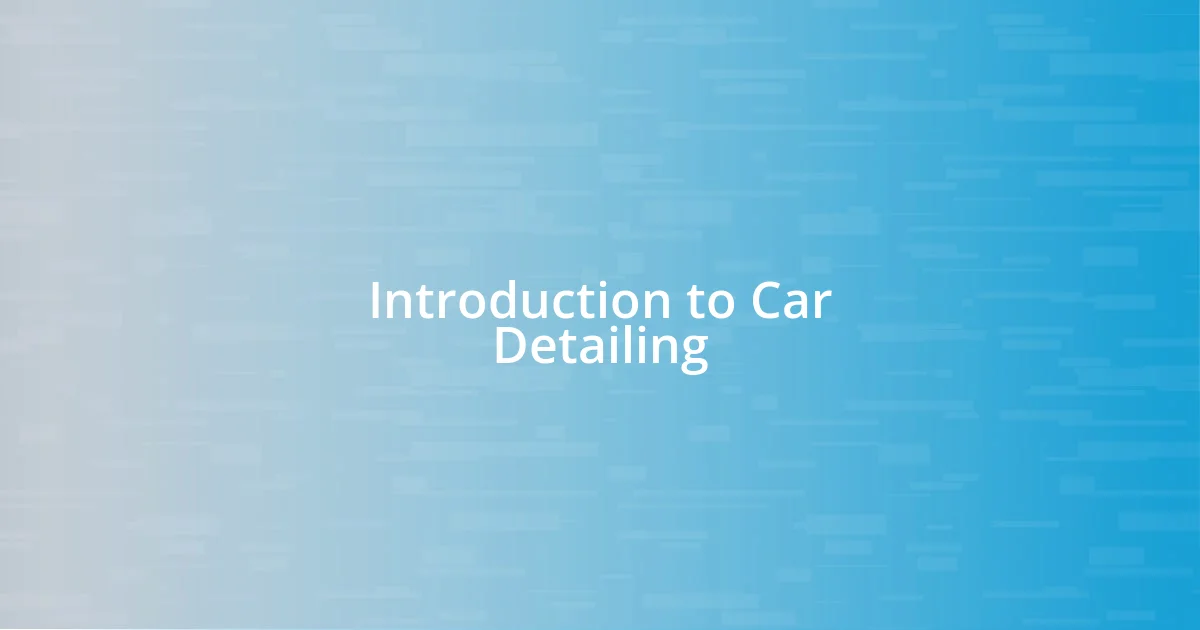 Introduction to Car Detailing