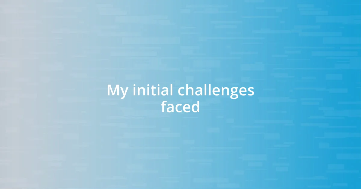 My initial challenges faced