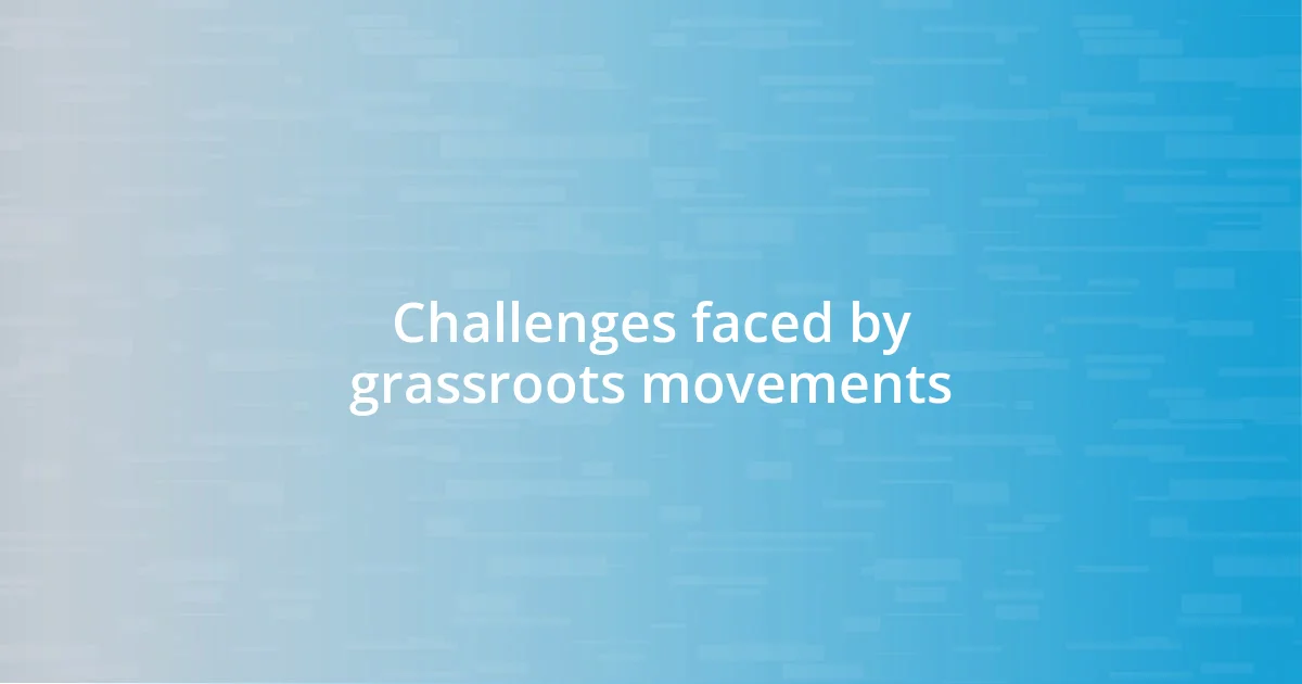 Challenges faced by grassroots movements